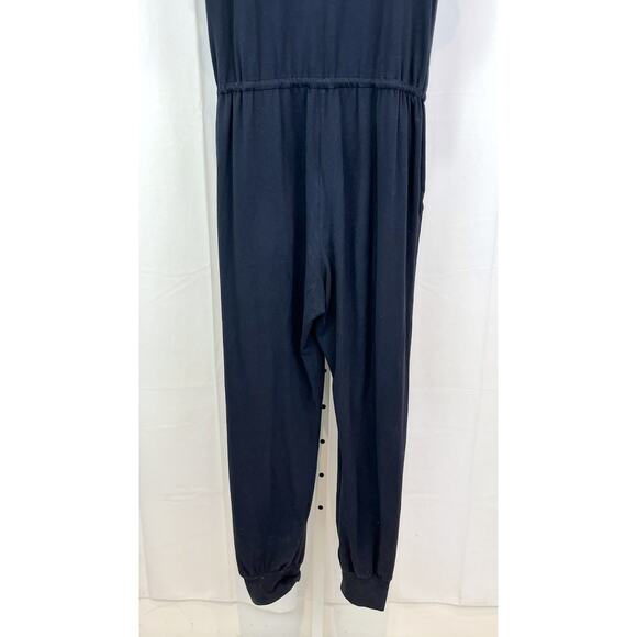 SUNDRY Size 2 M Flutter Sleeve Jumpsuit Surplice V-Neck Jogger Hem Navy Blue - Picture 8 of 9